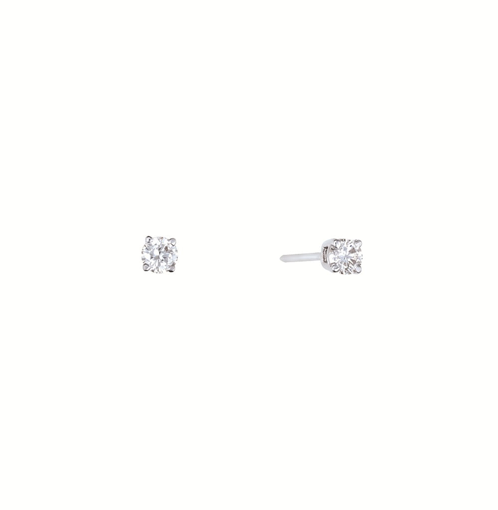 Brinco Solitário em Ouro Branco 18k com Diamantes